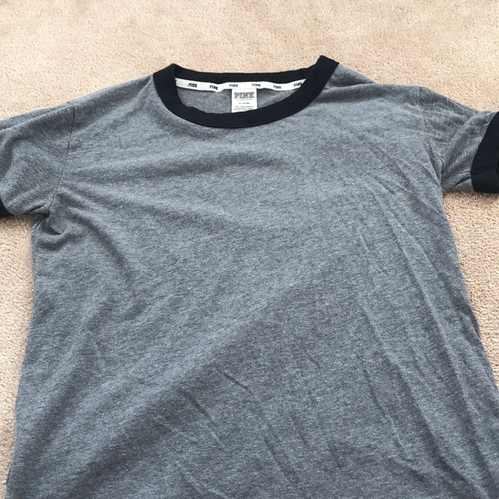 Grey And Black Plain T-Shirt From Pink
